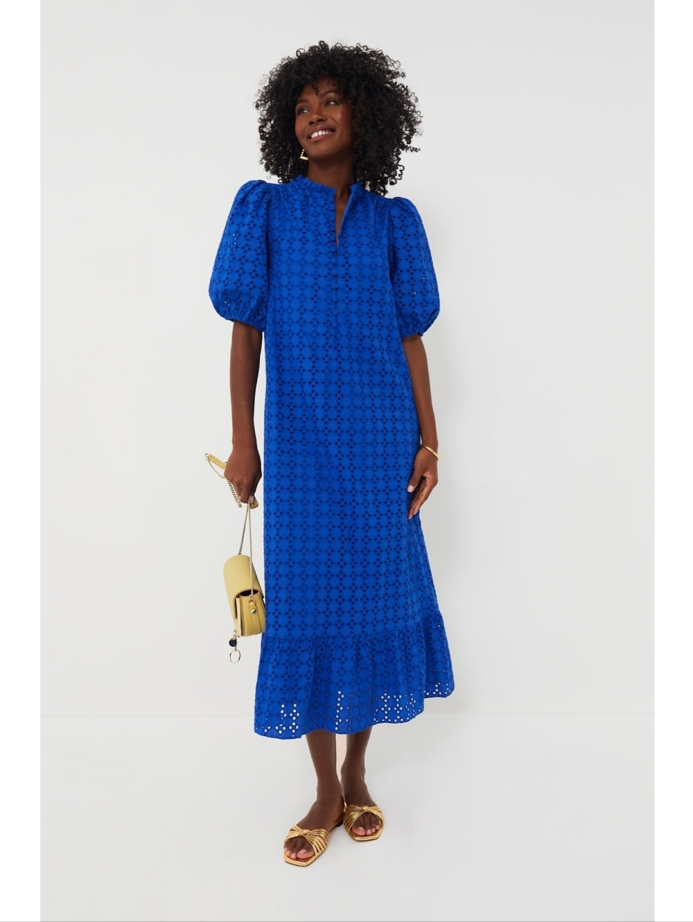 Tuckernuck Hyacinth House Royal Blue Eyelet Midi Dress Size Medium